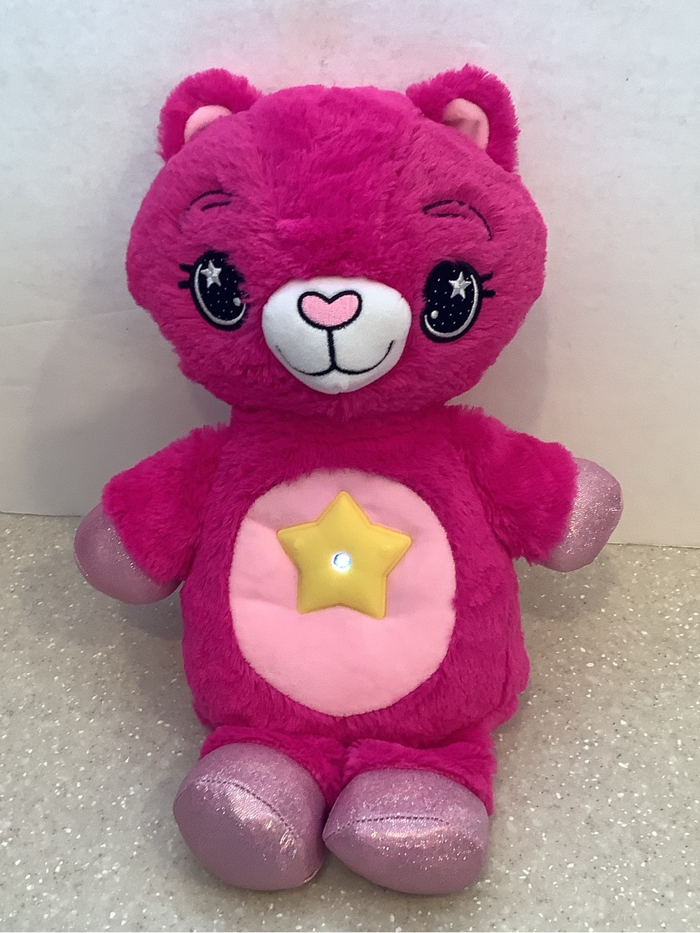 Star Belly Bright Pink Kitty Cat Plush Stuffed Animal Lights Up Night Light